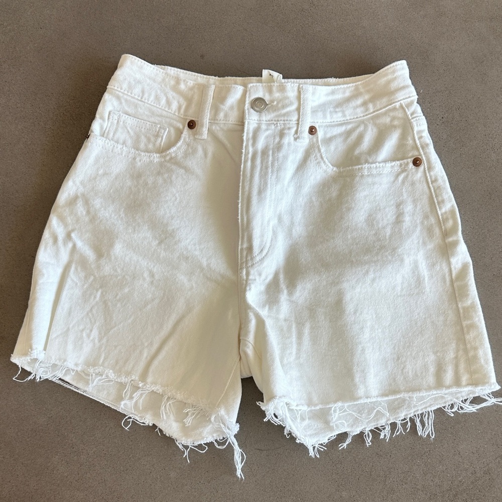 H&M White Frayed Jean Shorts